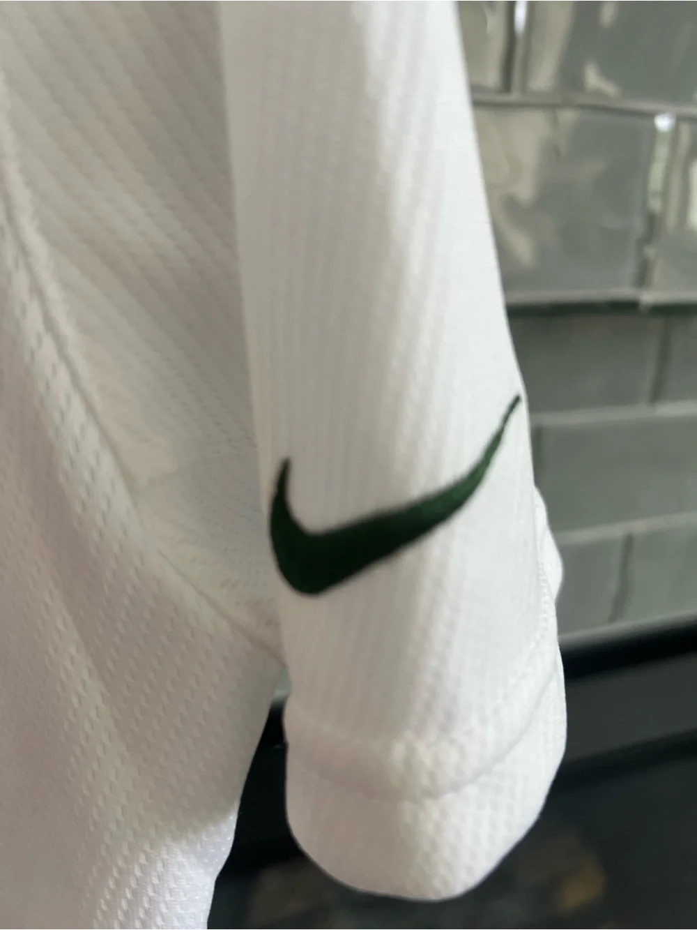 Green Bay Packers Shirt Nike White Short Sleeve Polo Size Large Dri Fit EUC